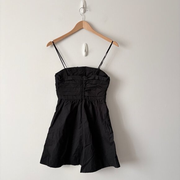 Aritzia Babaton Abacus Poplin Romper Square Neck Pleated Black Size 00 - Picture 7 of 9